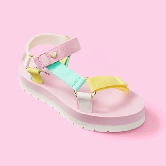 Stoney Clover Lane x Target Two Strap Sport Sandals Pastel Pink Multicolor Sz 6 - Picture 1 of 8